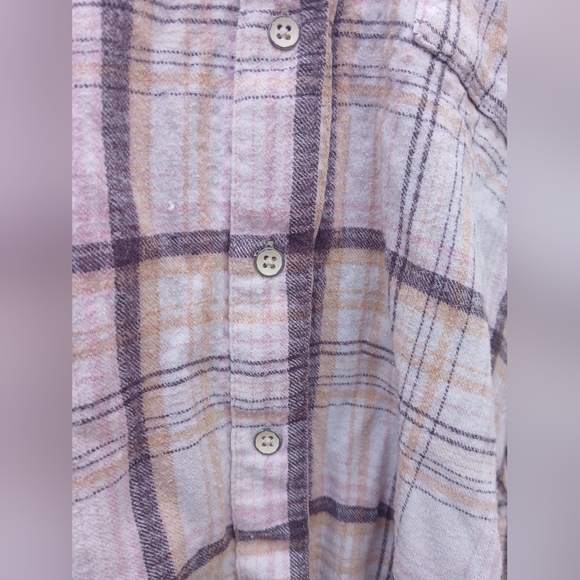 We The Free Flannel Plaid Button Up Oversized Top Extra Small EUC - Picture 4 of 11